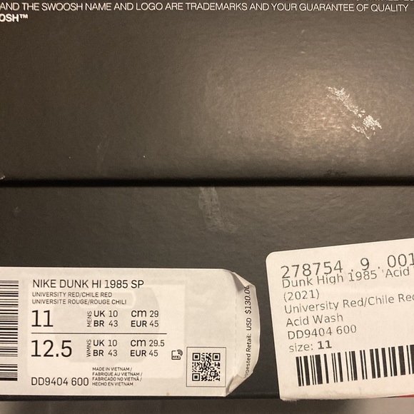 Nike dunks acid red never worn size 11 - Picture 4 of 4